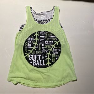 JUSTICE lime green tank top